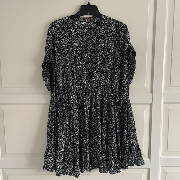 Free People Black Combo Floral One Fine Day Mini Dress 2072 - Picture 2 of 8